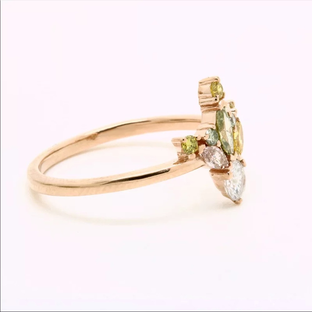 New Elegant 18K Rose Gold Bridal Emerald Ring - Picture 2 of 4